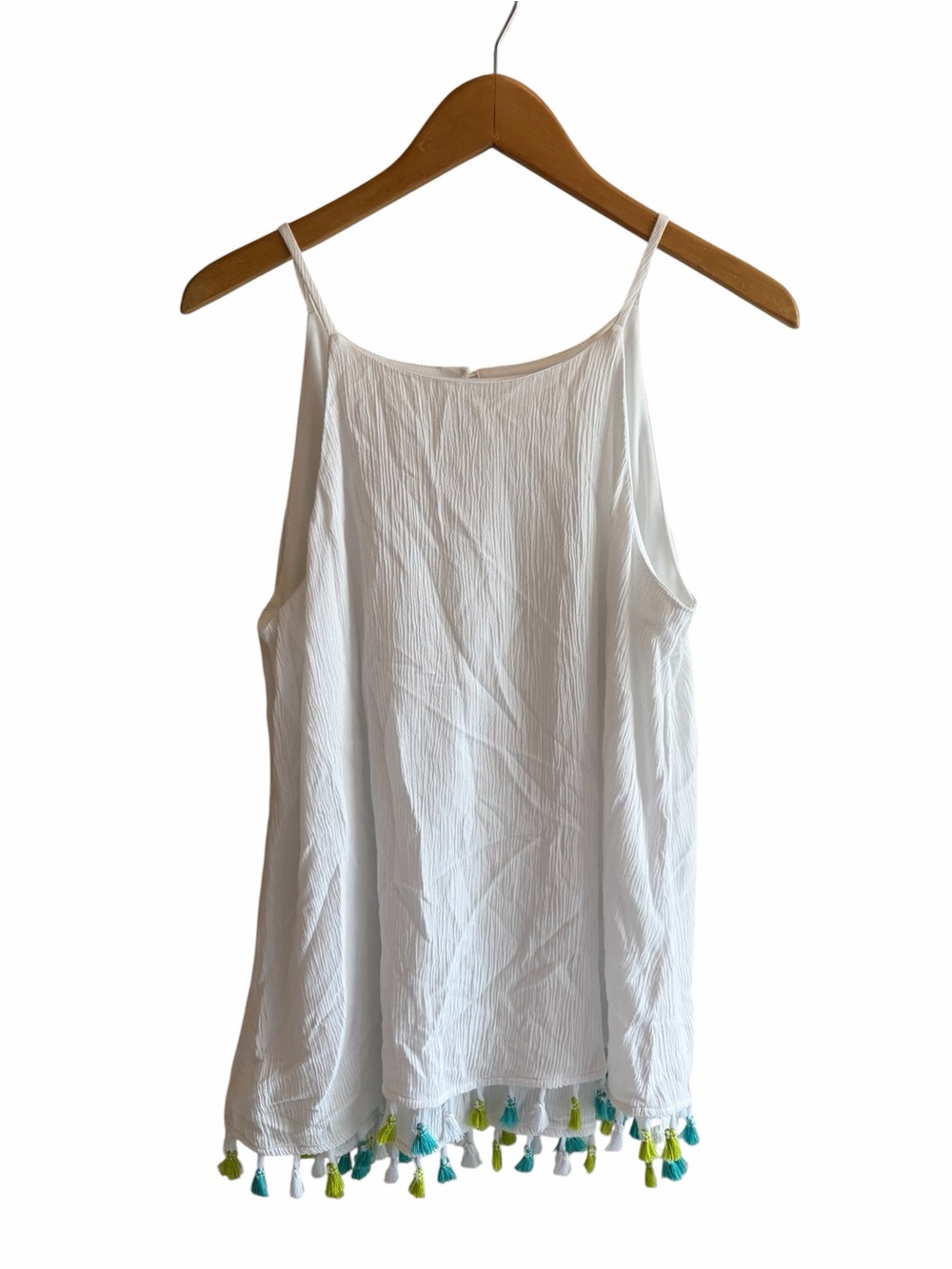 HAILEY LYN White Pom Trim Tunic / Swim Cover Up